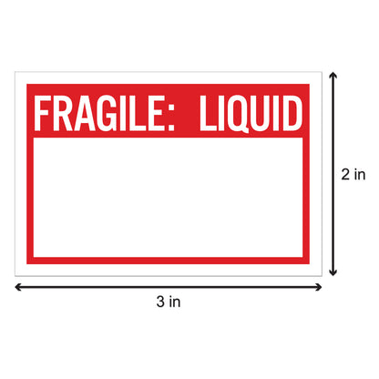 3 x 2 inch | Shipping & Handling: Fragile Stickers - Fragile: Liquid Stickers