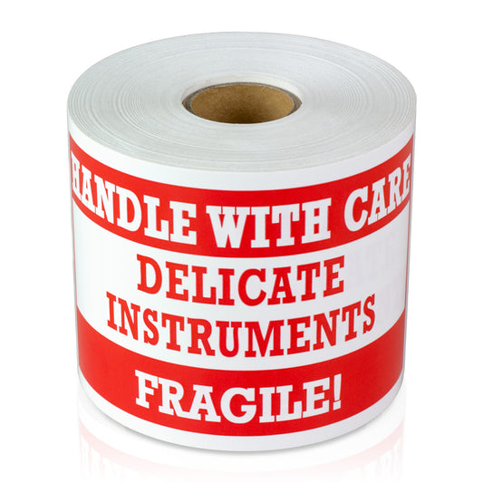 5 x 3 inch | Shipping & Handling: Handle with Care, Delicate Instruments Stickers