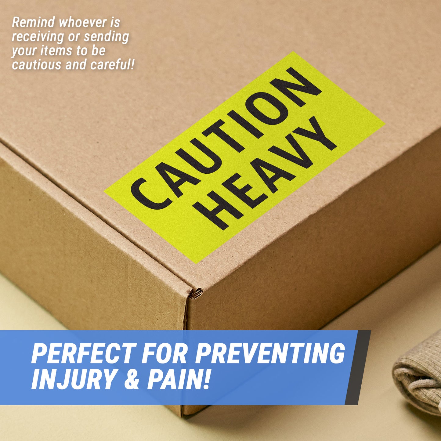 4 x 2 inch | Shipping & Handling: Caution Heavy Stickers ...