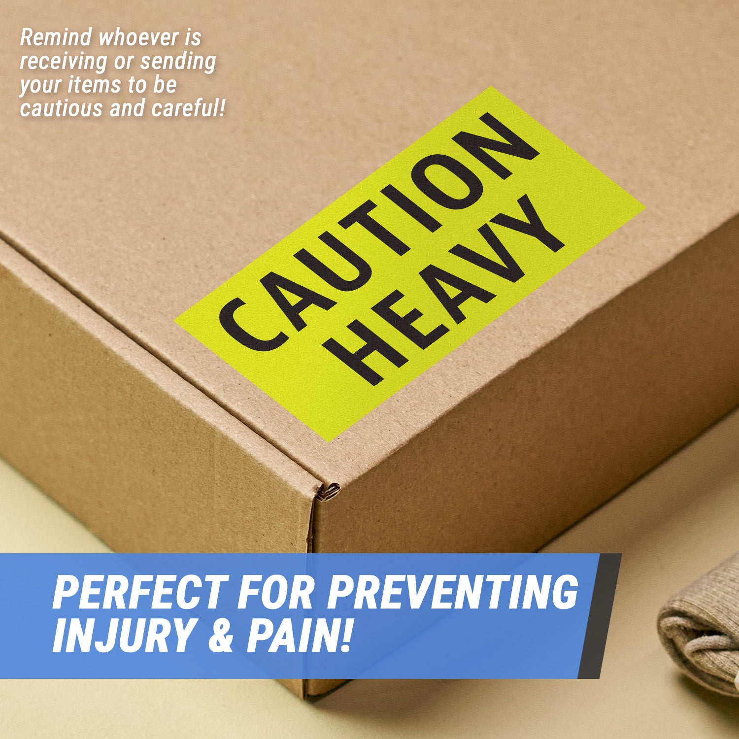 4 x 2 inch | Shipping & Handling: Caution Heavy Stickers ...