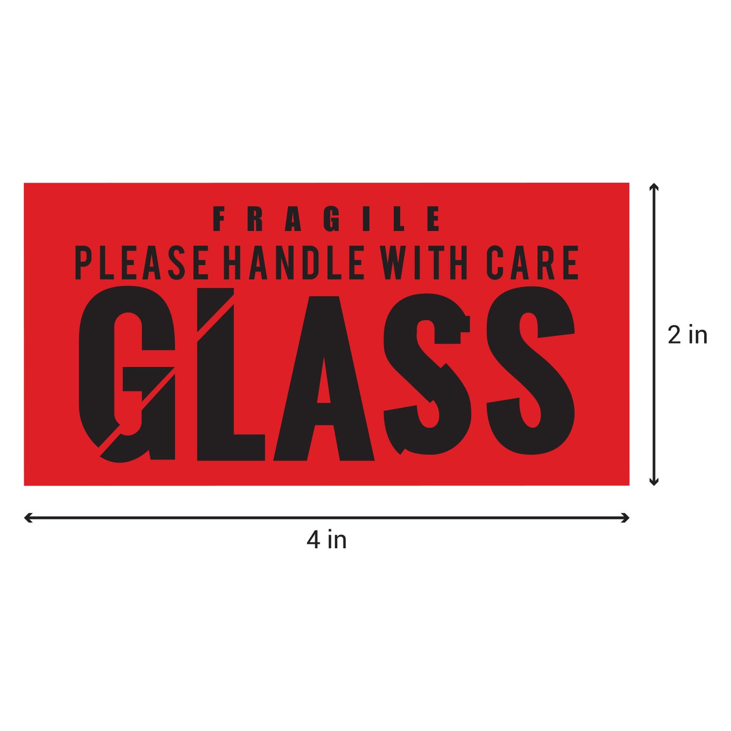 4 x 2 inch | Shipping & Handling: Fragile, GLASS, Handle with Care Stickers