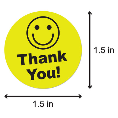 1.5 inch | Thank You Stickers with Smiley Face