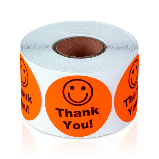 1.5 inch | Thank You Stickers with Smiley Face