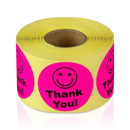 1.5 inch | Thank You Stickers with Smiley Face