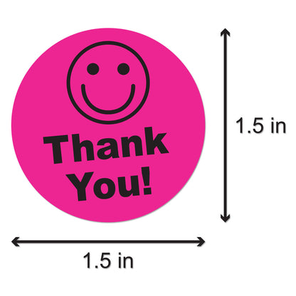 1.5 inch | Thank You Stickers with Smiley Face