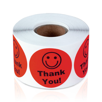 1.5 inch | Thank You Stickers with Smiley Face