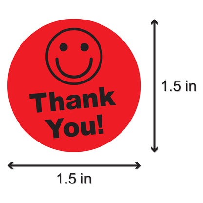 1.5 inch | Thank You Stickers with Smiley Face