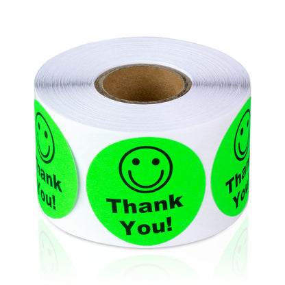 1.5 inch | Thank You Stickers with Smiley Face