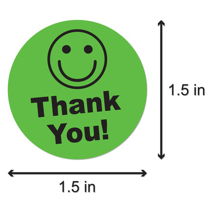 1.5 inch | Thank You Stickers with Smiley Face