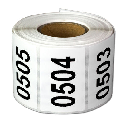 1.5 x 1 inch | Consecutive Numbers "0501 to 1000" Stickers