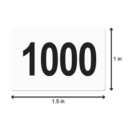 1.5 x 1 inch | Consecutive Numbers "1001 to 1500" Stickers
