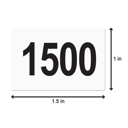 1.5 x 1 inch | Consecutive Numbers "1501 to 2000" Stickers