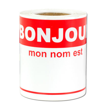 4 x 2.31 inch | Name Tags: Bonjour French Hello Stickers
