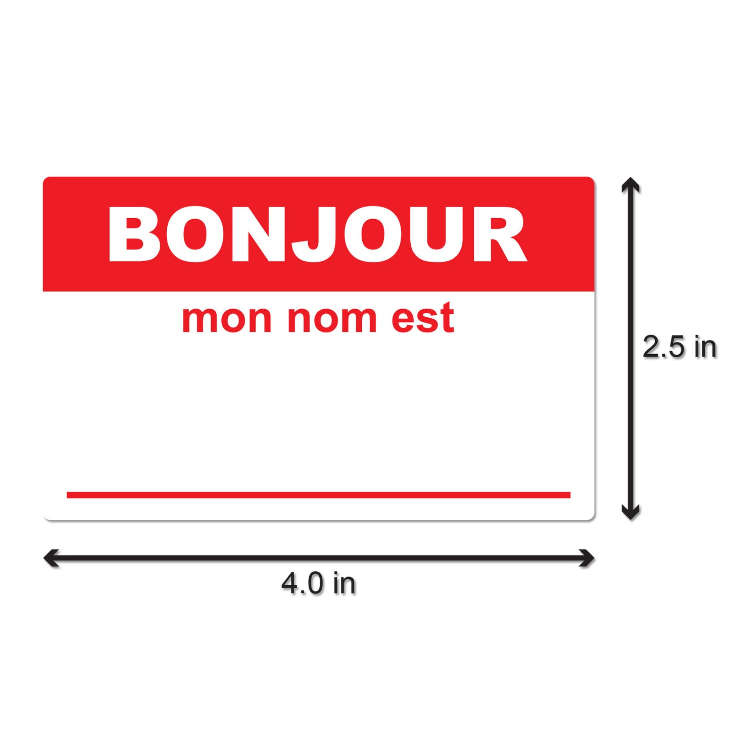 4 x 2.31 inch | Name Tags: Bonjour French Hello Stickers