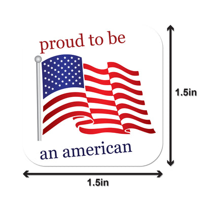 1.5 x 1.5 inch | Proud to be an American Stickers