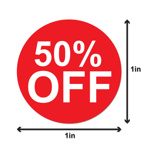 1 inch | Retail & Sales: 50% Percent Off Stickers