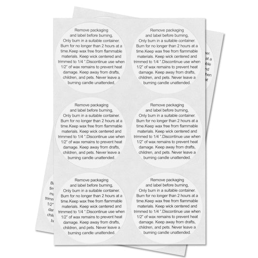 1.5 inch | Caution & Warning: Candle Safety Warning Stickers
