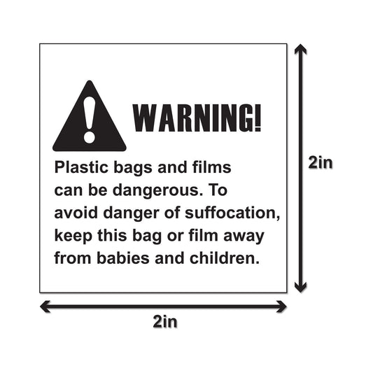 2 x 2 inch | Warning & Caution: Suffocation Warning Stickers