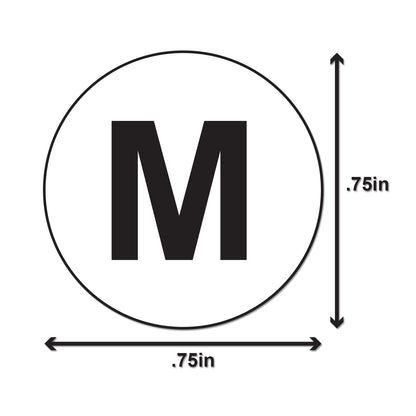 3/4 inch | Clothing Size: Medium (M) Size Stickers