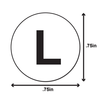 3/4 inch | Clothing Size: Large (L) Size Stickers