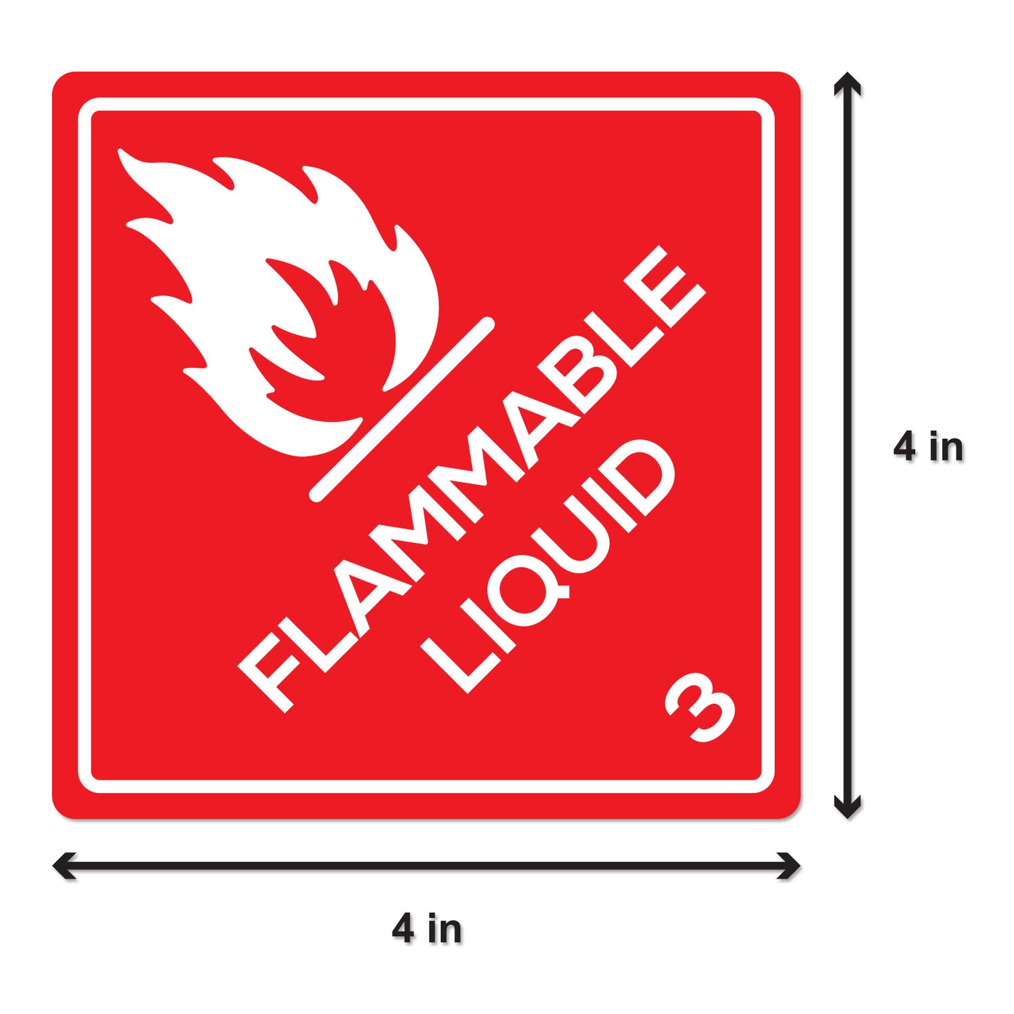 4  x 4 inch | Shipping & Handling: D.O.T. Flammable Liquids Stickers,  Class 3