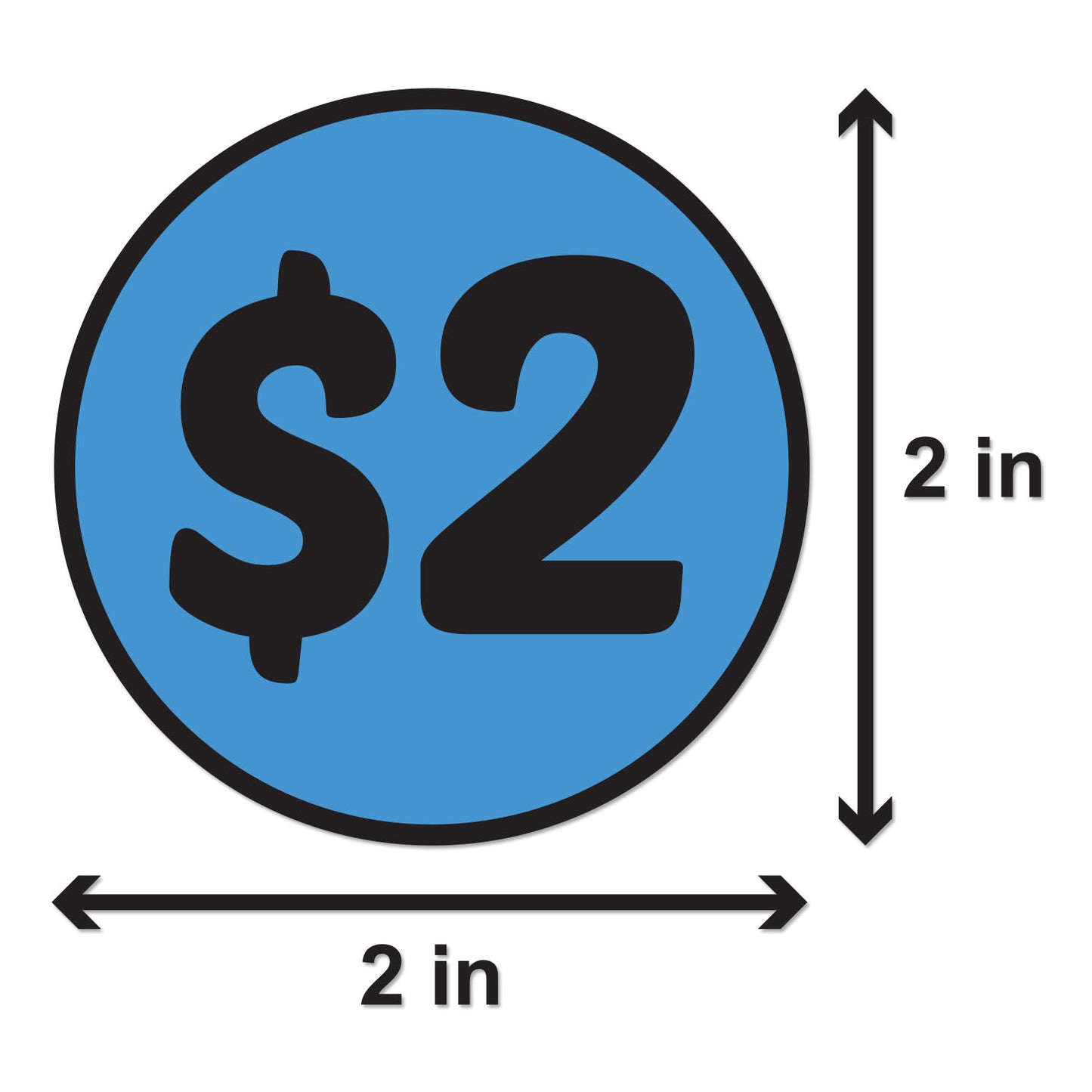 2 inch | Retail & Sales:  2 Dollar Stickers / $2 Dollar Price Stickers