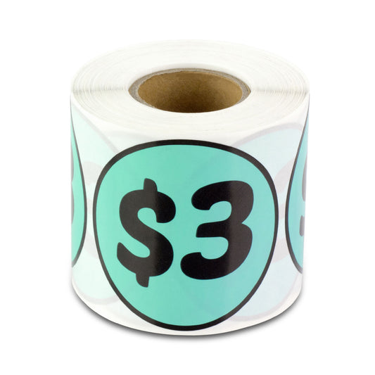 2 inch | Retail & Sales:  3 Dollar Stickers / $3 Dollar Price Stickers