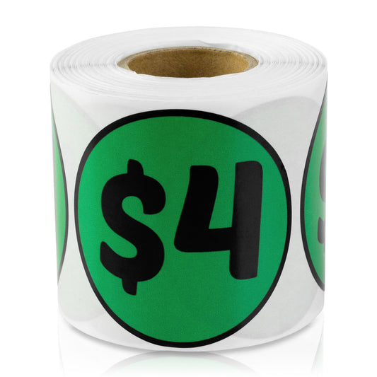2 inch | Retail & Sales:  4 Dollar Stickers / $4 Dollar Price Stickers