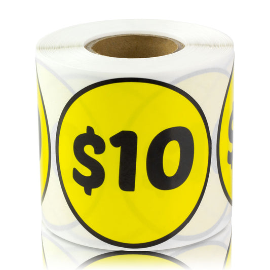 2 inch | Retail & Sales: 10 Dollar Stickers / $10 Dollar Price Stickers