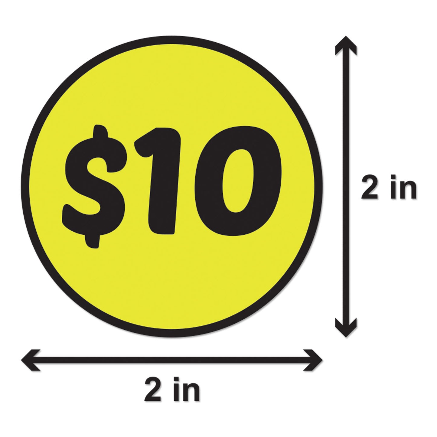 2 inch | Retail & Sales: 10 Dollar Stickers / $10 Dollar Price Stickers
