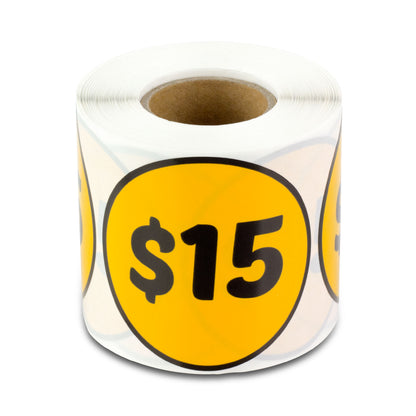 2 inch | Retail & Sales: 15 Dollar Stickers / $15 Dollar Price Stickers