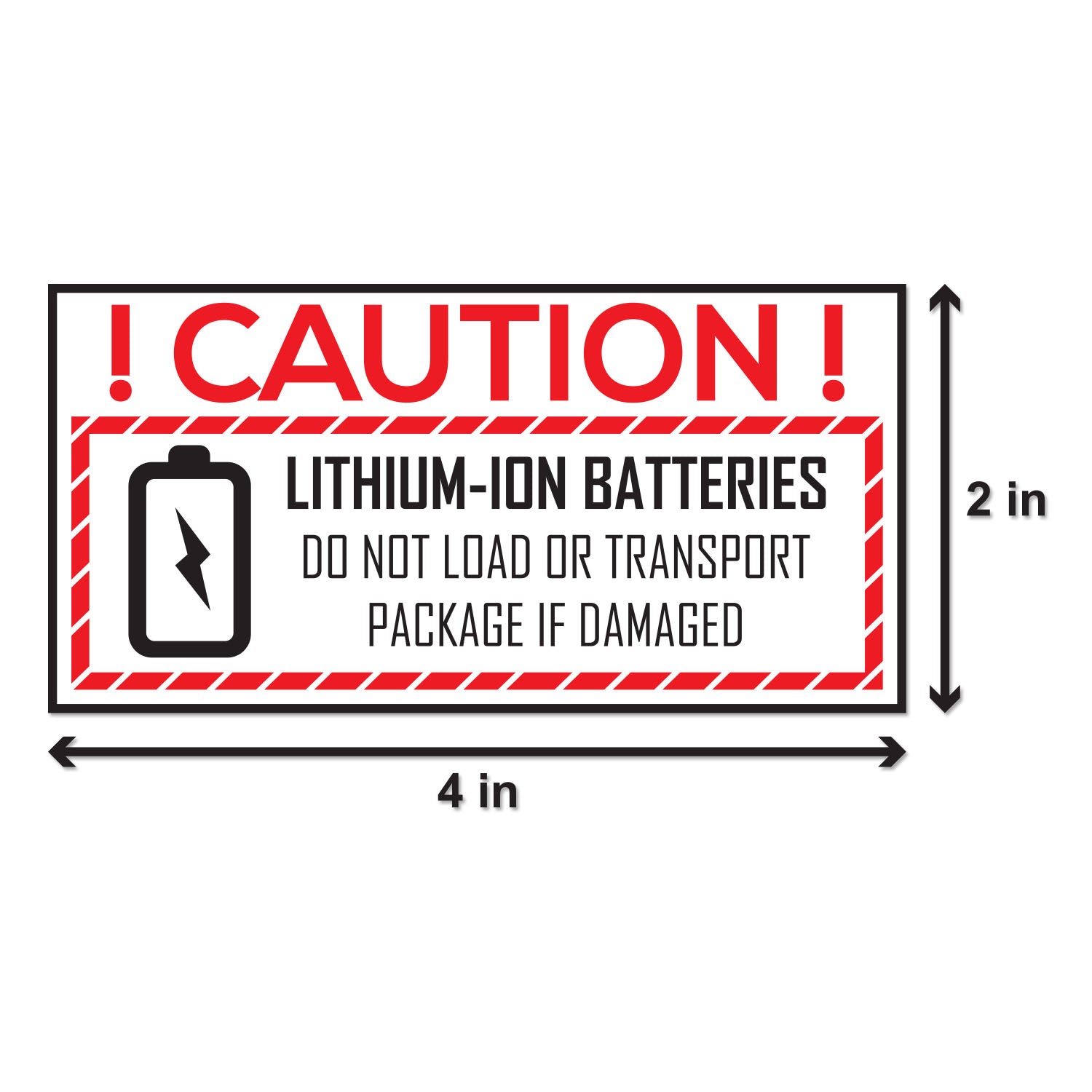 4 x 2 inch | Shipping & Handling: Caution Lithium Ion Battery Stickers ...