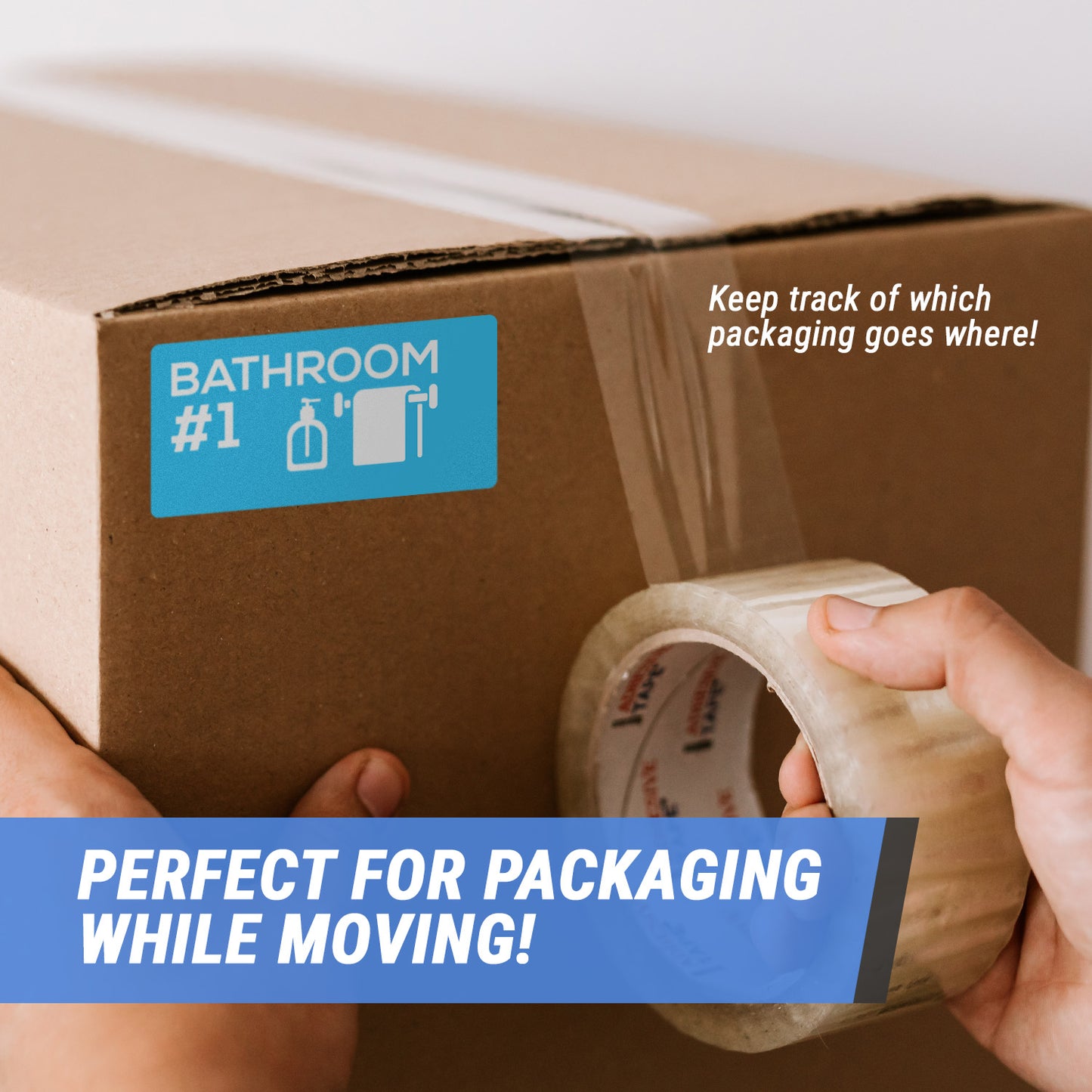 4 x 2 inch | Moving & Packing: Bathroom #1 Stickers