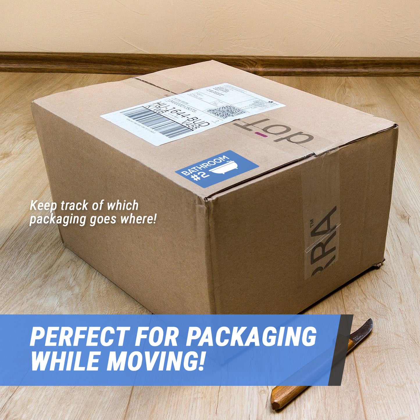 4 x 2 inch | Moving & Packing: Bathroom #2 Stickers