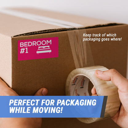 4 x 2 inch | Moving & Packing: Bedroom #1 Stickers