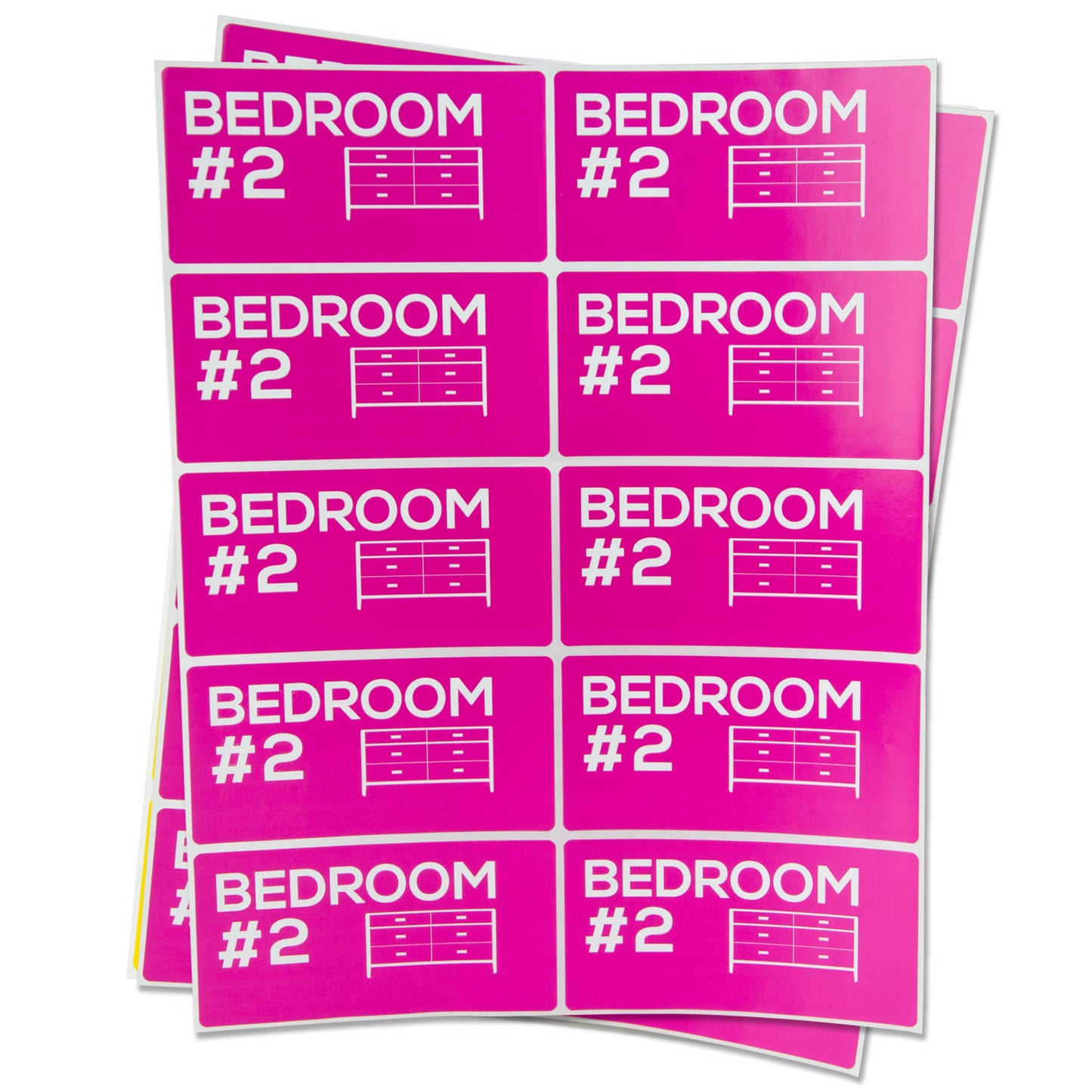 4 x 2 inch | Moving & Packing: Bedroom #2 Stickers