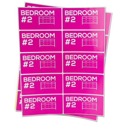 4 x 2 inch | Moving & Packing: Bedroom #2 Stickers