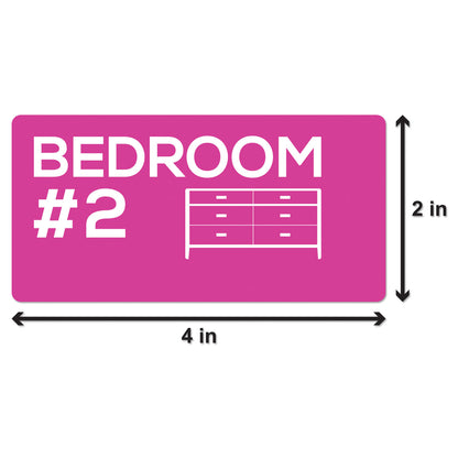 4 x 2 inch | Moving & Packing: Bedroom #2 Stickers