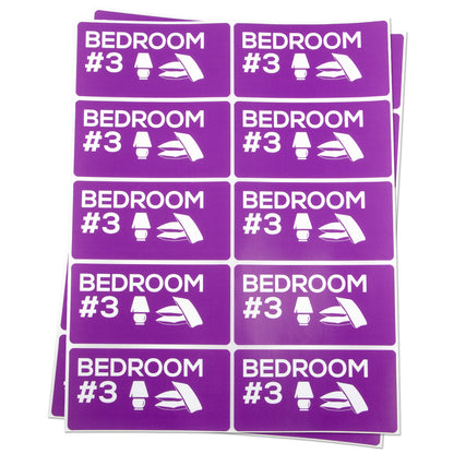 4 x 2 inch | Moving & Packing: Bedroom #3 Stickers
