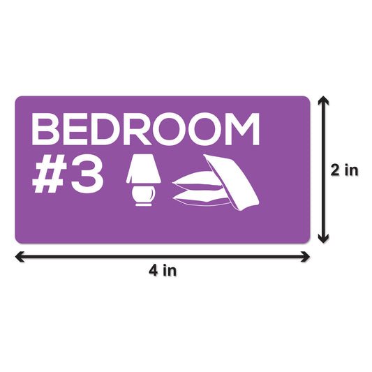 4 x 2 inch | Moving & Packing: Bedroom #3 Stickers