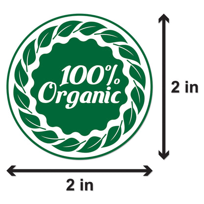 2 inch | Food Labeling: 100% Organic Stickers