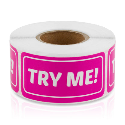 2 x 1  inch | Retail & Sales: Try Me Stickers