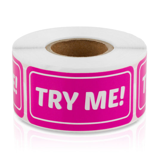 2 x 1  inch | Retail & Sales: Try Me Stickers