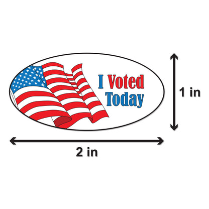 2 x 1 inch | Elections & Voting: I Voted Today Stickers with USA Flag