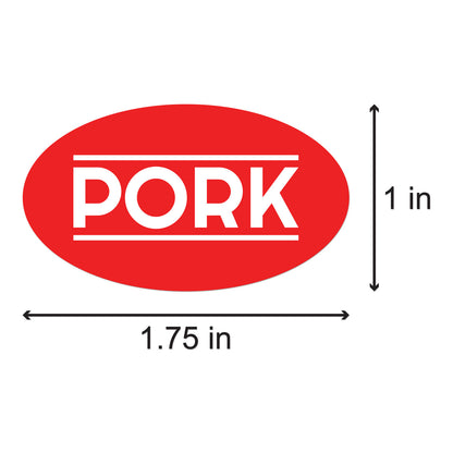 1.75 x 1 inch | Food Labeling: Pork Stickers