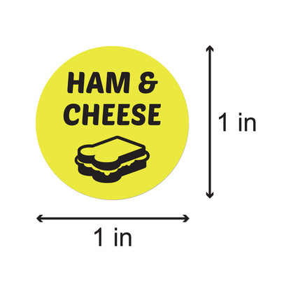 1 inch | Food Labeling: Ham & Cheese Stickers