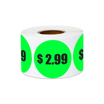 1.5 inch | Retail & Sale:  $2.99 Two Dollars and 99 Cent Pricing Stickers
