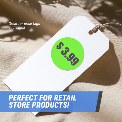 1.5 inch | Retail & Sale:  $3.99 Three Dollars and 99 Cents Pricing Stickers