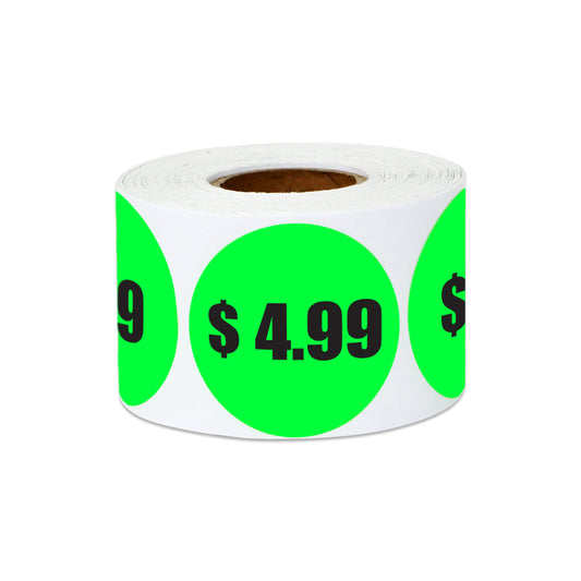 1.5 inch | Retail & Sale: $4.99 Four Dollars and 99 Cents Pricing Stickers