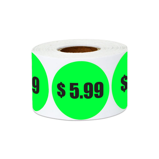 1.5 inch | Retail & Sale: $5.99 Five Dollars and 99 Cents Pricing Stickers
